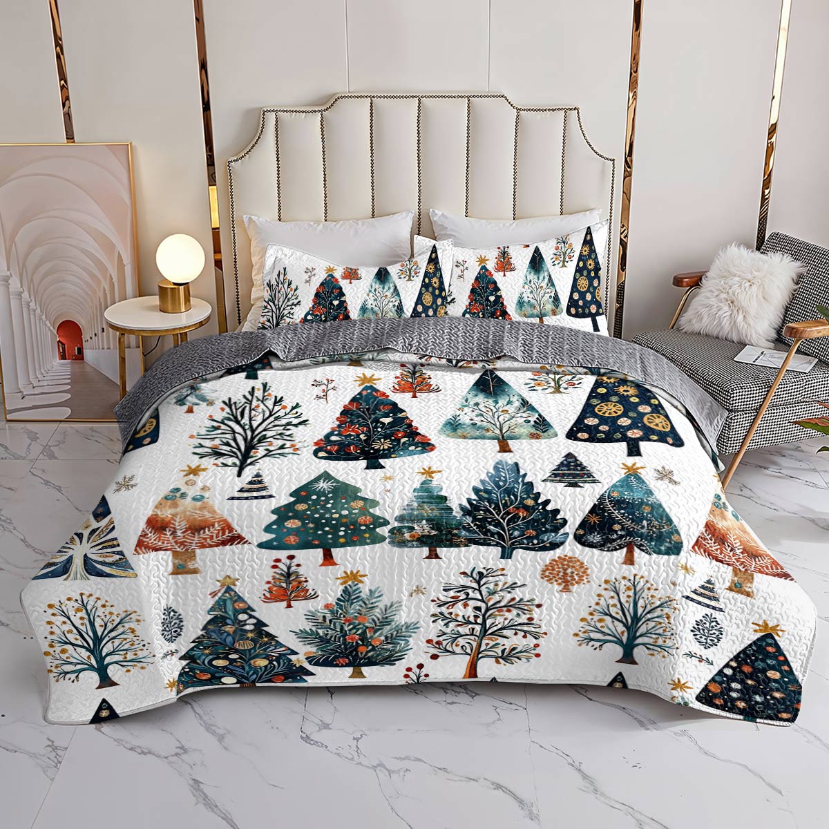 Shineful All Season Quilt 3-Piece Set Breathtaking Christmas Tree