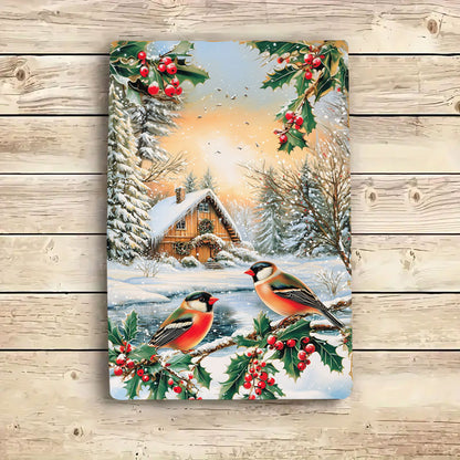 Shineful 2D Metal Sign  Winter Birds