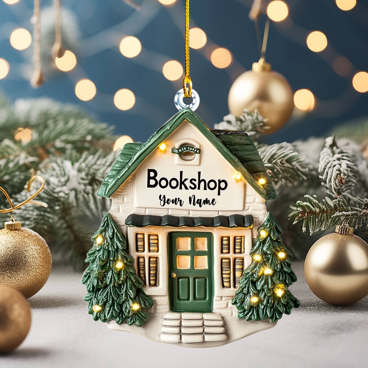 Shineful 2D Acrylic Ornament Personalized Bookstore