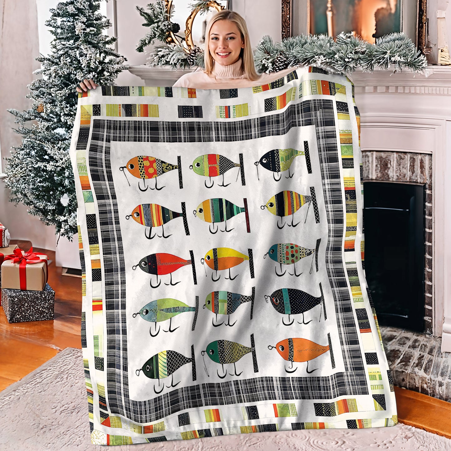 Shineful Fleece Blanket Vintage Fishing Lures