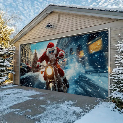 Shineful Garage Door Banner Decoration Santa’s Sleigh Cycle