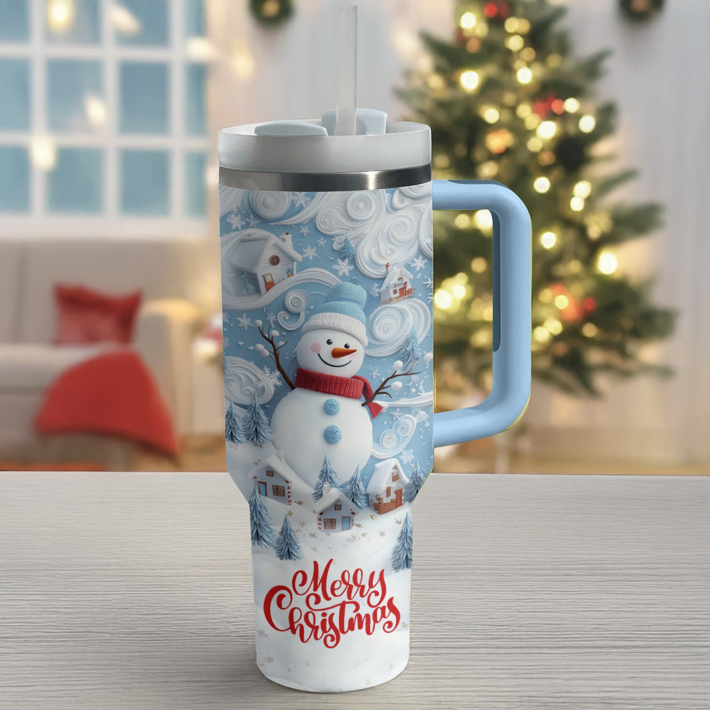 Verre brillant Joyeux Noël Bonhomme de neige