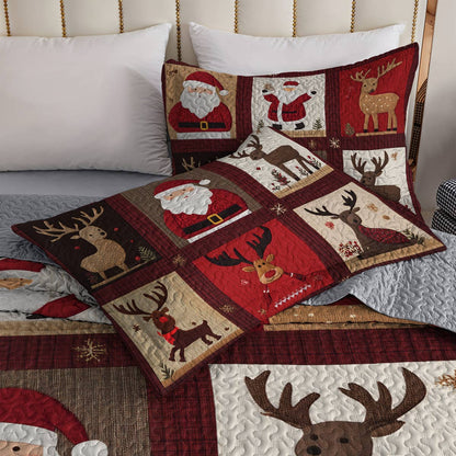 Shineful All Season Quilt 3-Piece Set - Cozy Santa & Reindeer