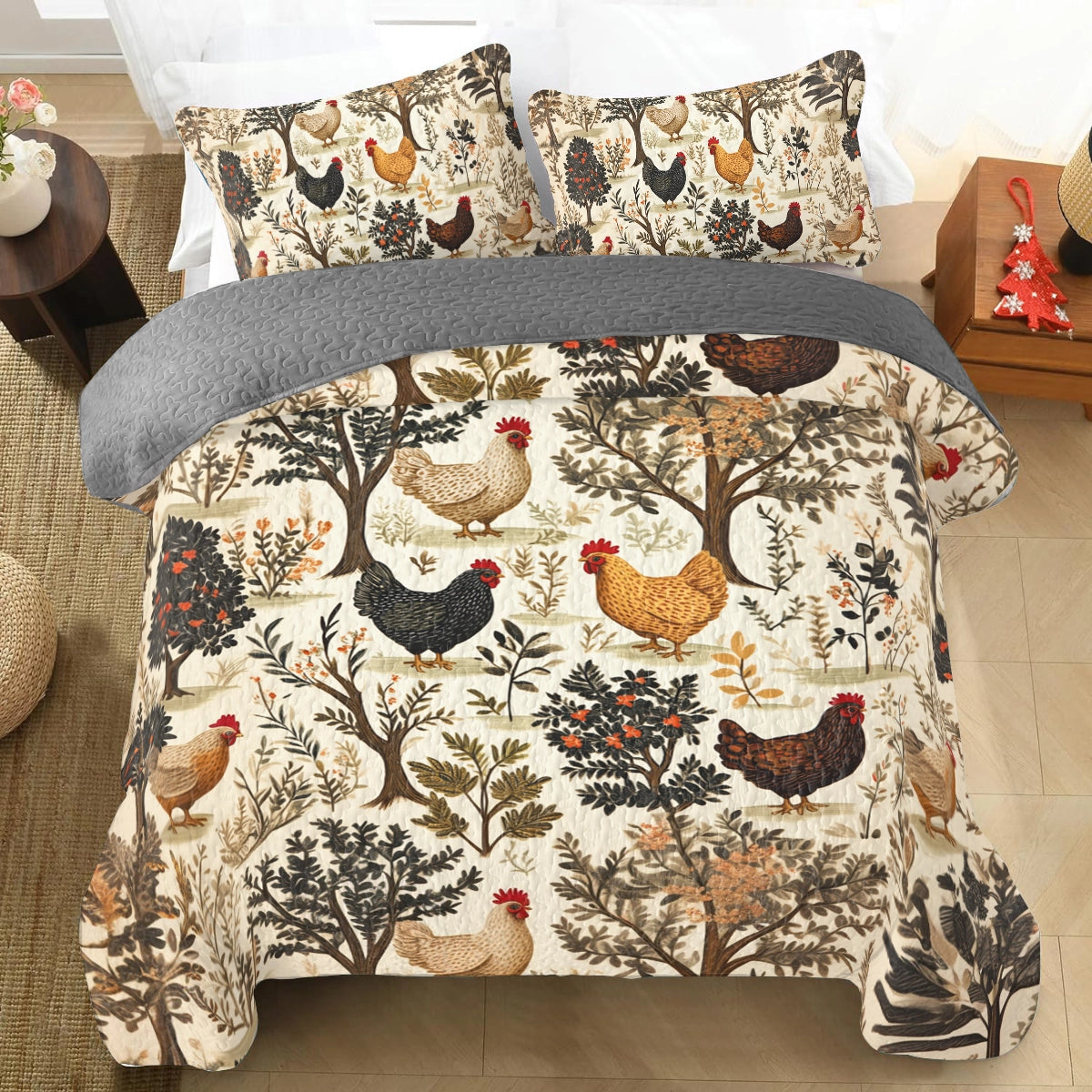 Shineful All Season Quilt 3-Piece Set Chicken Country Harvest