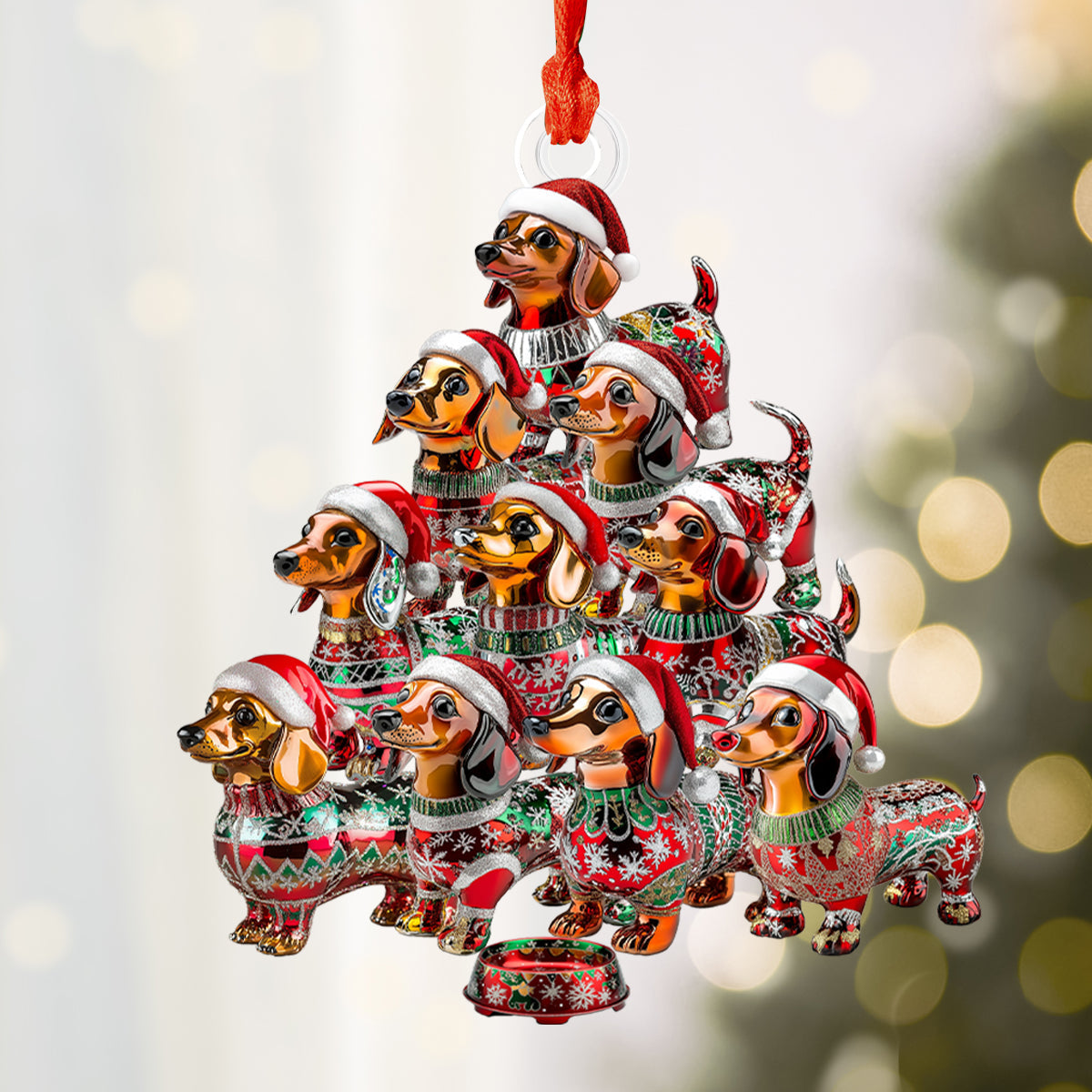 Shineful 2D Acrylic Ornament - Dachshund Delight Christmas