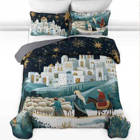 Shineful All Season Quilt 3-Piece Set Midnight Nativity