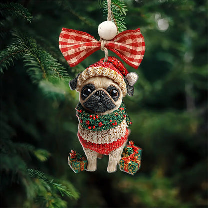 Shineful 2D Acrylic Ornament Chistmas Puggy