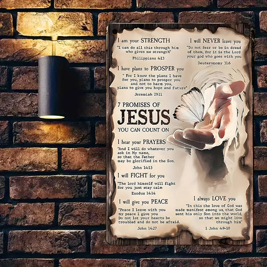 Shineful 2D Metal Sign 7 Promises of Faith Christ