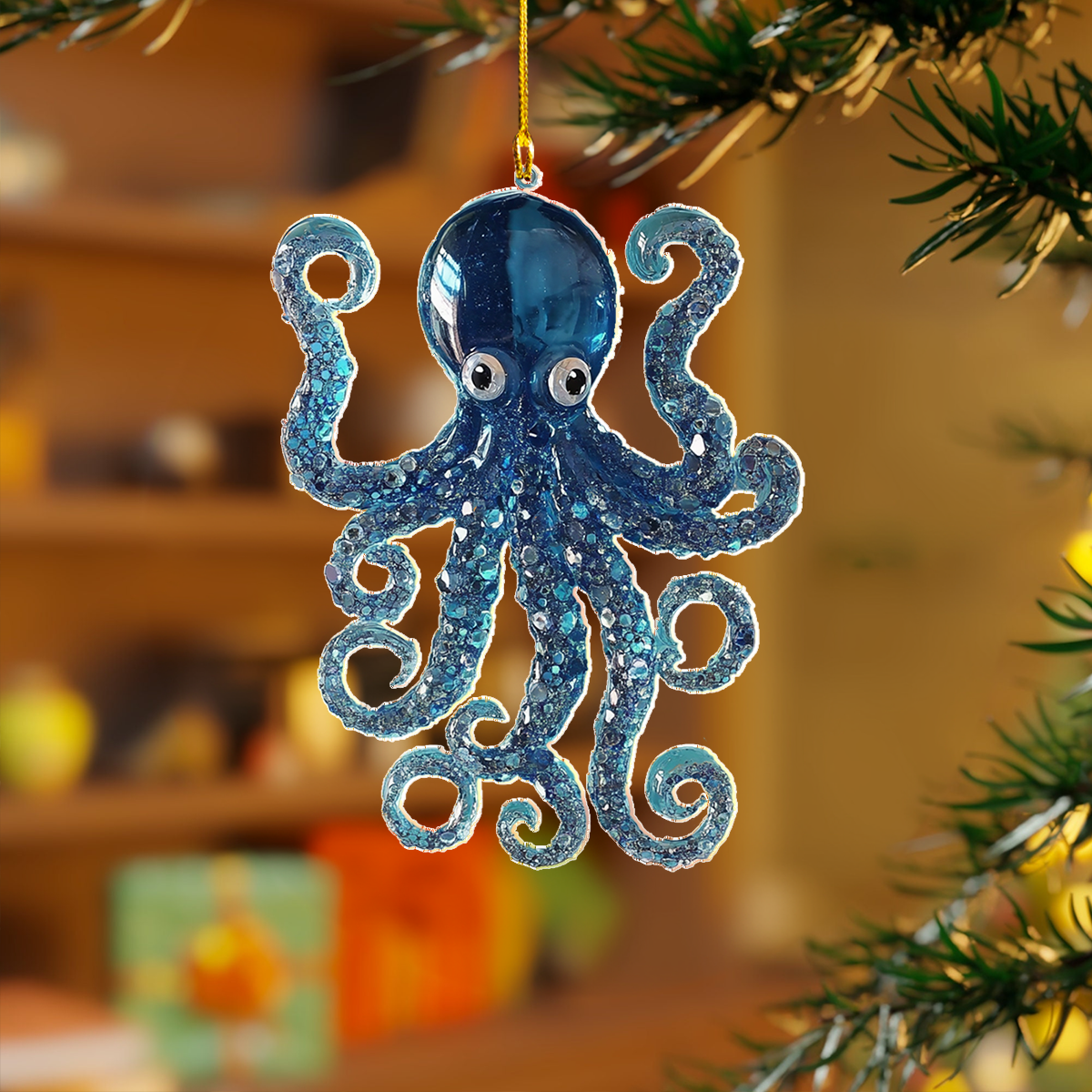 Glänzendes 2D-Acryl-Ornament – ​​Kristall-Oktopus 