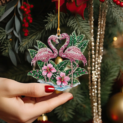 Shineful Acrylic Ornament Love in Paradise Flamingo