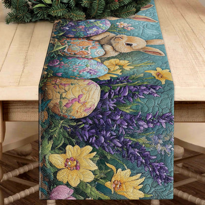 Shineful 2D Flat Print Quilted Table Runner - Springtime Bunny