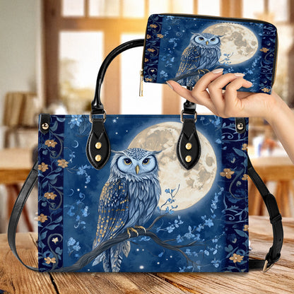 Shineful Leather Bag Midnight Guardian Owl