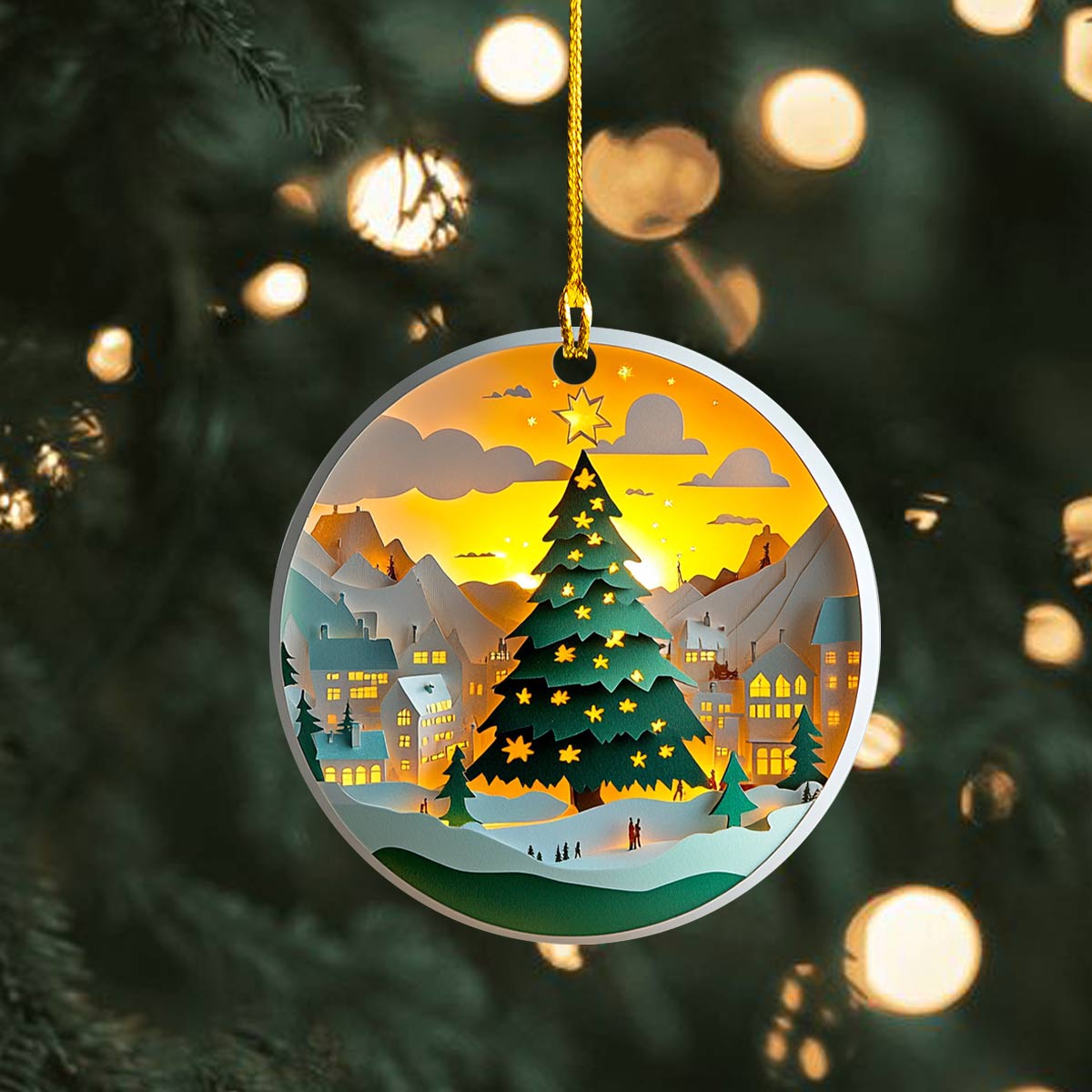 Shineful 2D Acrylic Ornament Festive Village