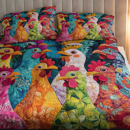 Shineful 4-Piece Bed Sheet Set Funny Chicken Friends