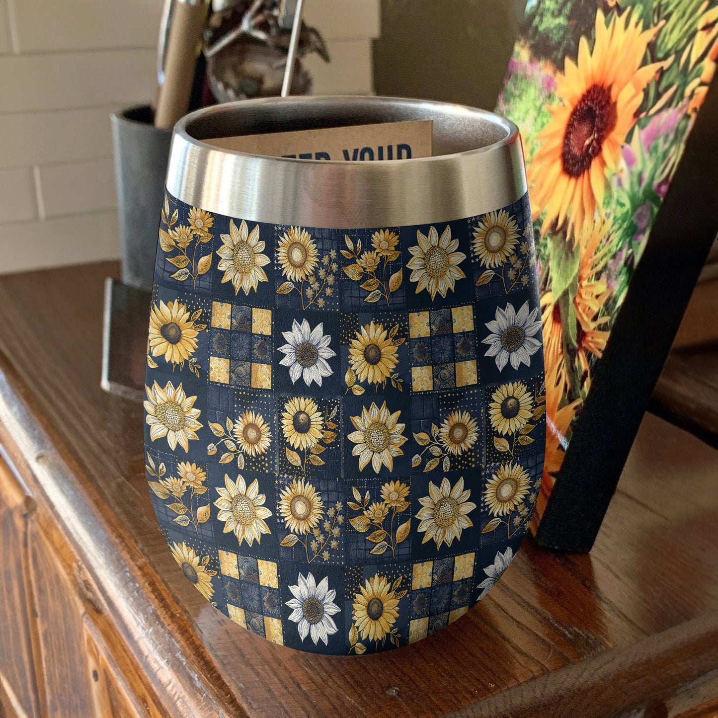 Shineful Wine Tumbler Inelegance Sunflowers