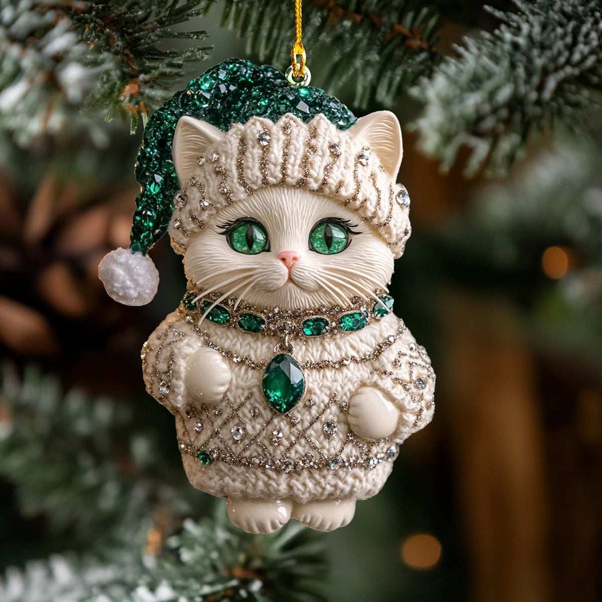 Shineful 2D Acrylic Ornament Emerald Purrfection Kitty