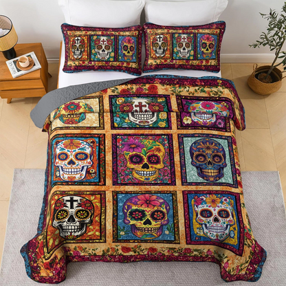 Shineful All Season Quilt 3-Piece Set Sugar Skull Fiesta