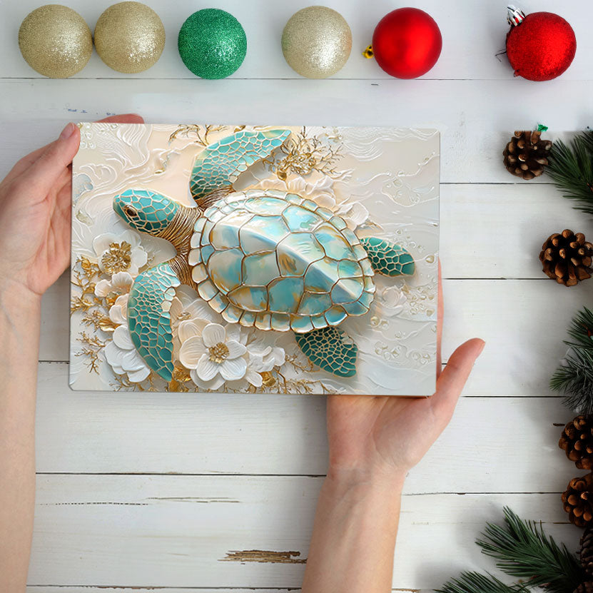 Shineful 2D Metal Sign - Golden Serenity Sea Turtle