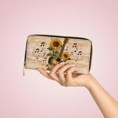 Shineful Leather Clutch Purse With Wristlet Strap Handle Sunflower Melody