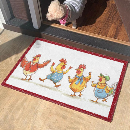 Shineful Ultra-Thin Non Skid Floor Mat, Kitchen Rugs Chicken Dancing