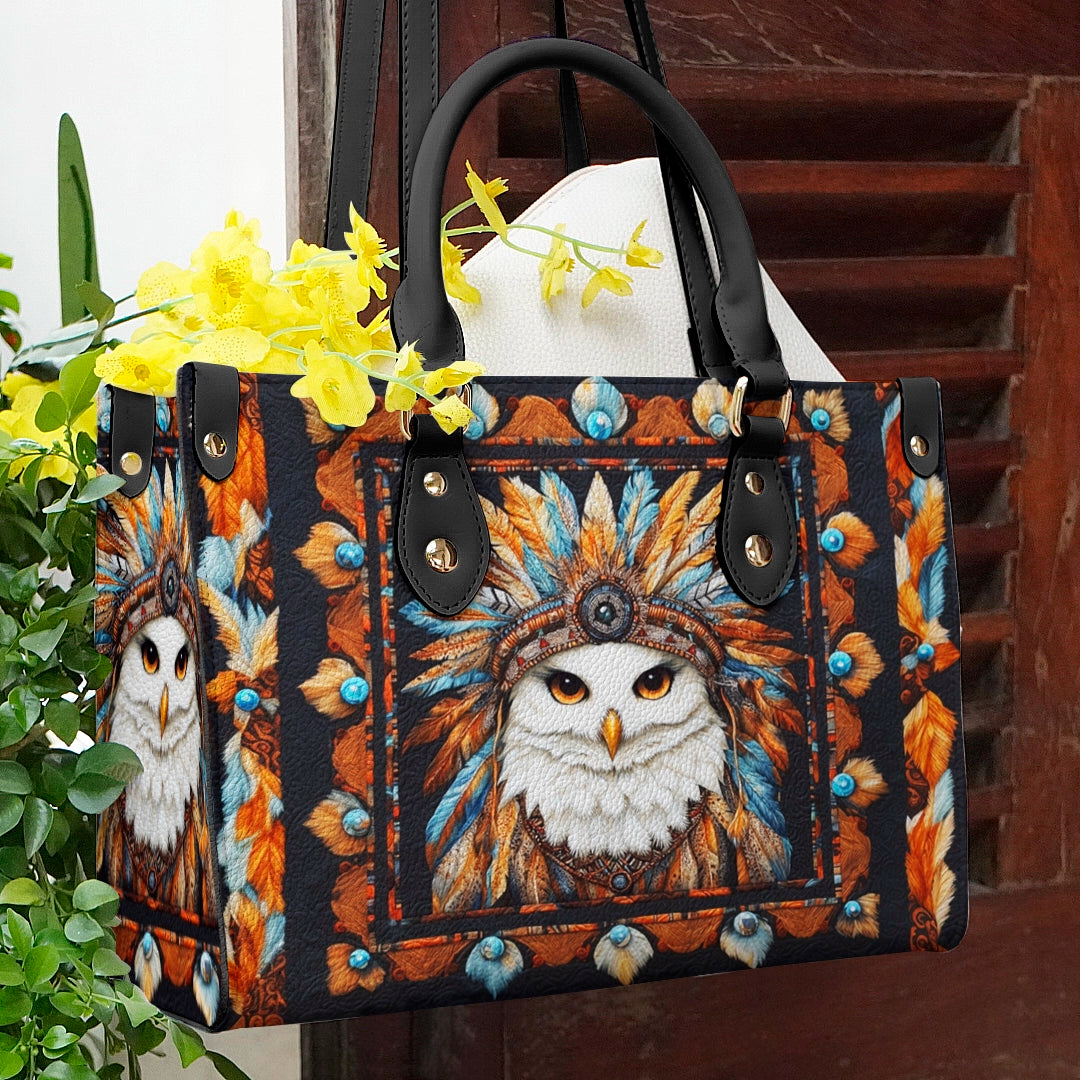 Sac en cuir brillant Tribal Owl Elegance