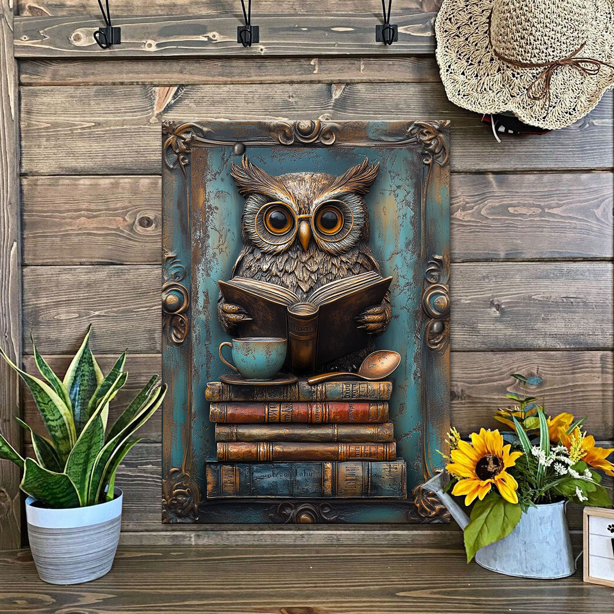 Shineful 2D Metal Sign The Wise Owl's Library