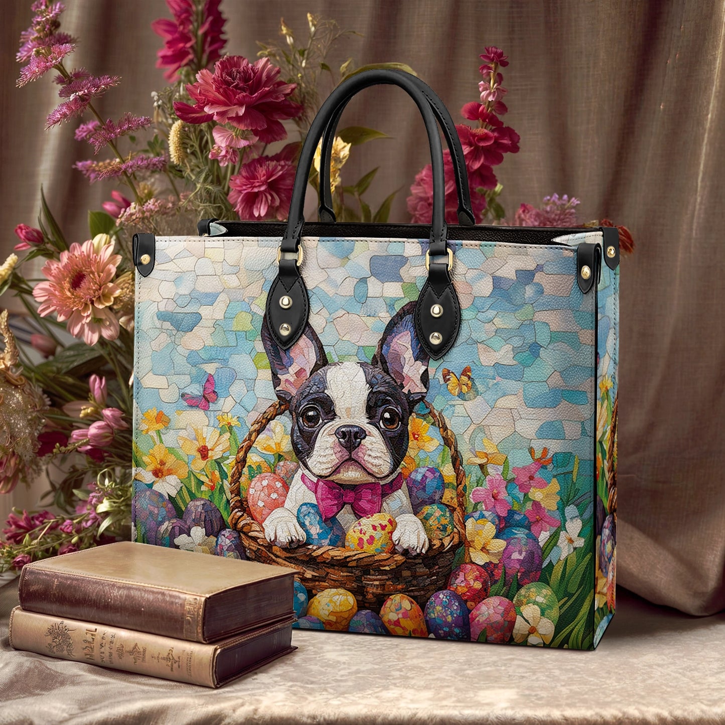 Shineful Leather Bag Easter Frenchie Delight