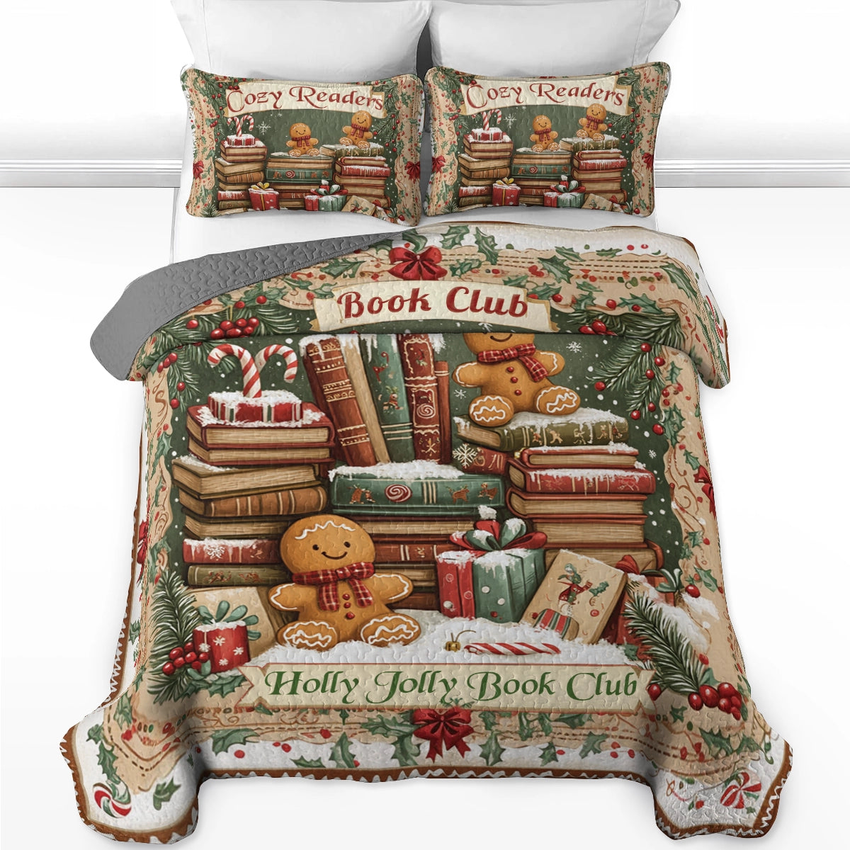 Shineful All Season Quilt 3-Piece Set Holly Jolly Book Club