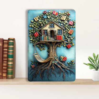 Shineful 2D Metal Sign Whimsical Book Tree