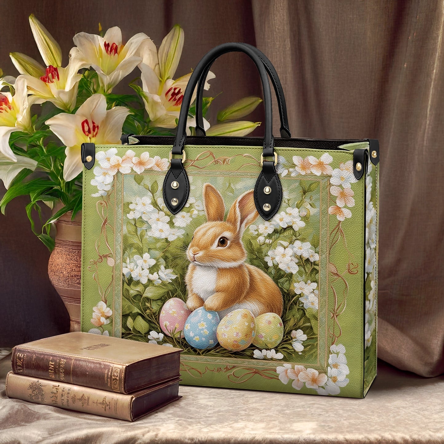 Glänzende Ledertasche Easter Elegance Bunny