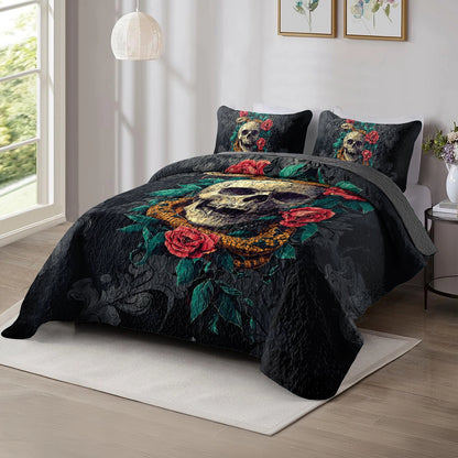 Shineful All Season Quilt 3-Piece Set - Romance Skull Poisoned Love