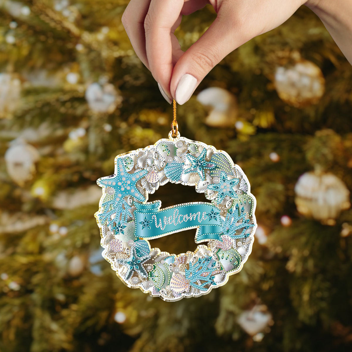 Shineful 2D Acrylic Ornament - Seaside Holiday Welcome Wreath