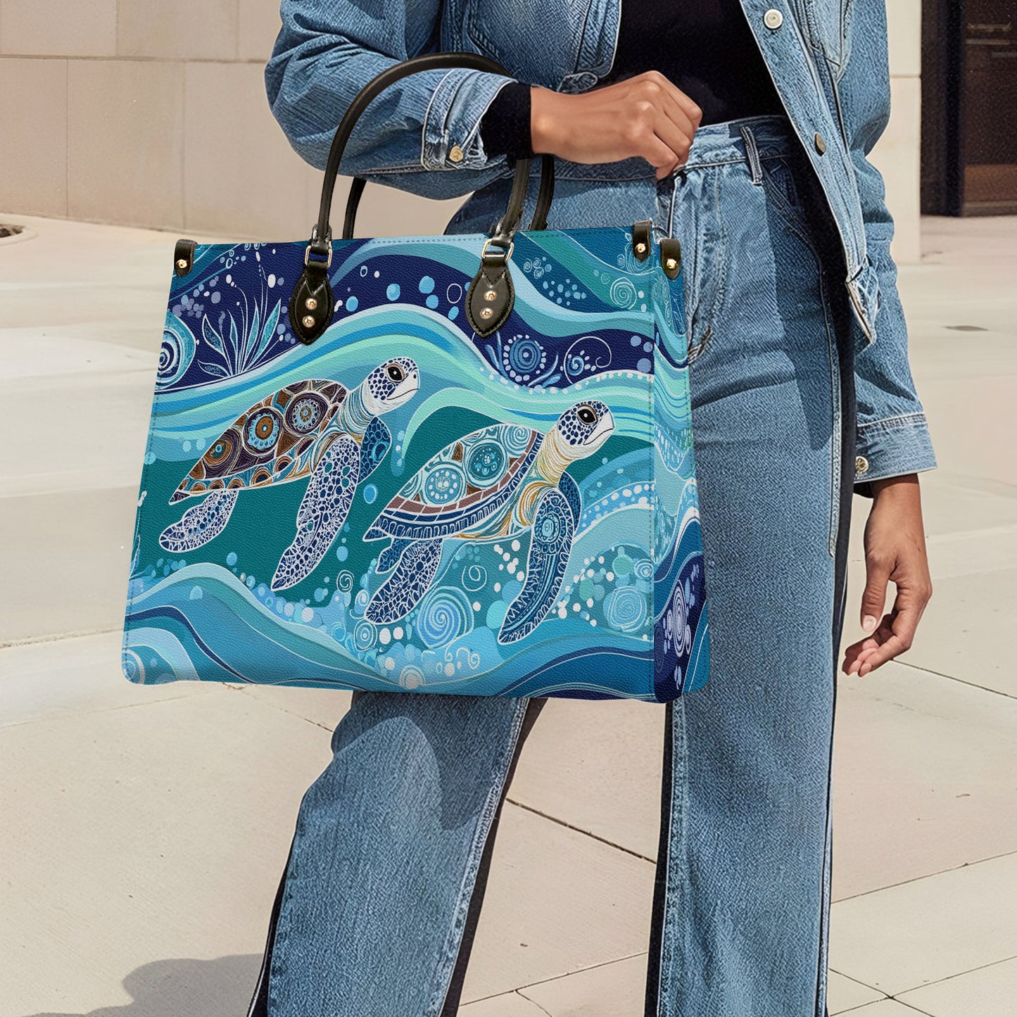 Sac en cuir brillant Ocean Harmony Tortue de mer