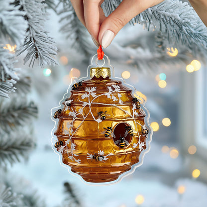 Glänzendes 2D-Acryl-Ornament – ​​Honeybee Haven 