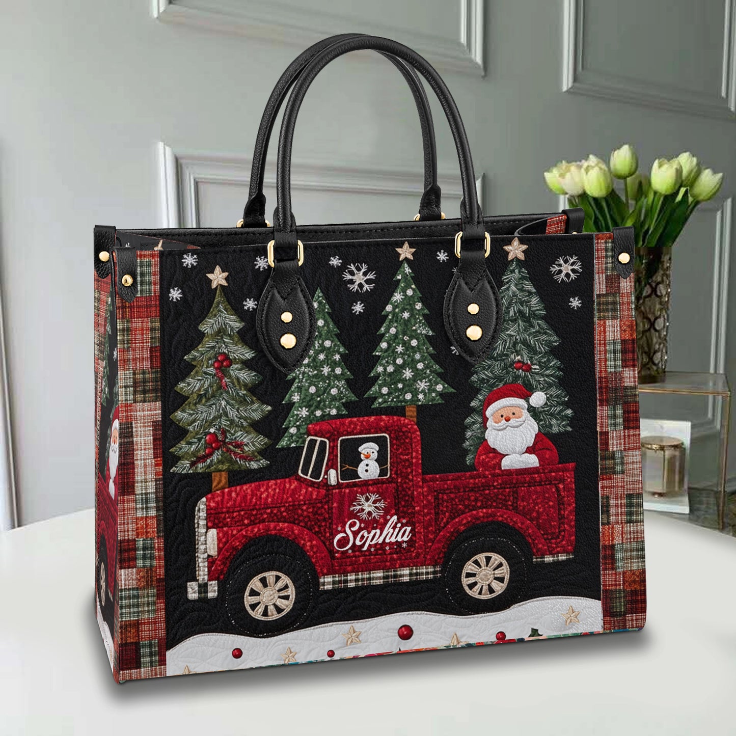 Shineful Leather Bag Personalizedx Christmas Santa's Red Truck