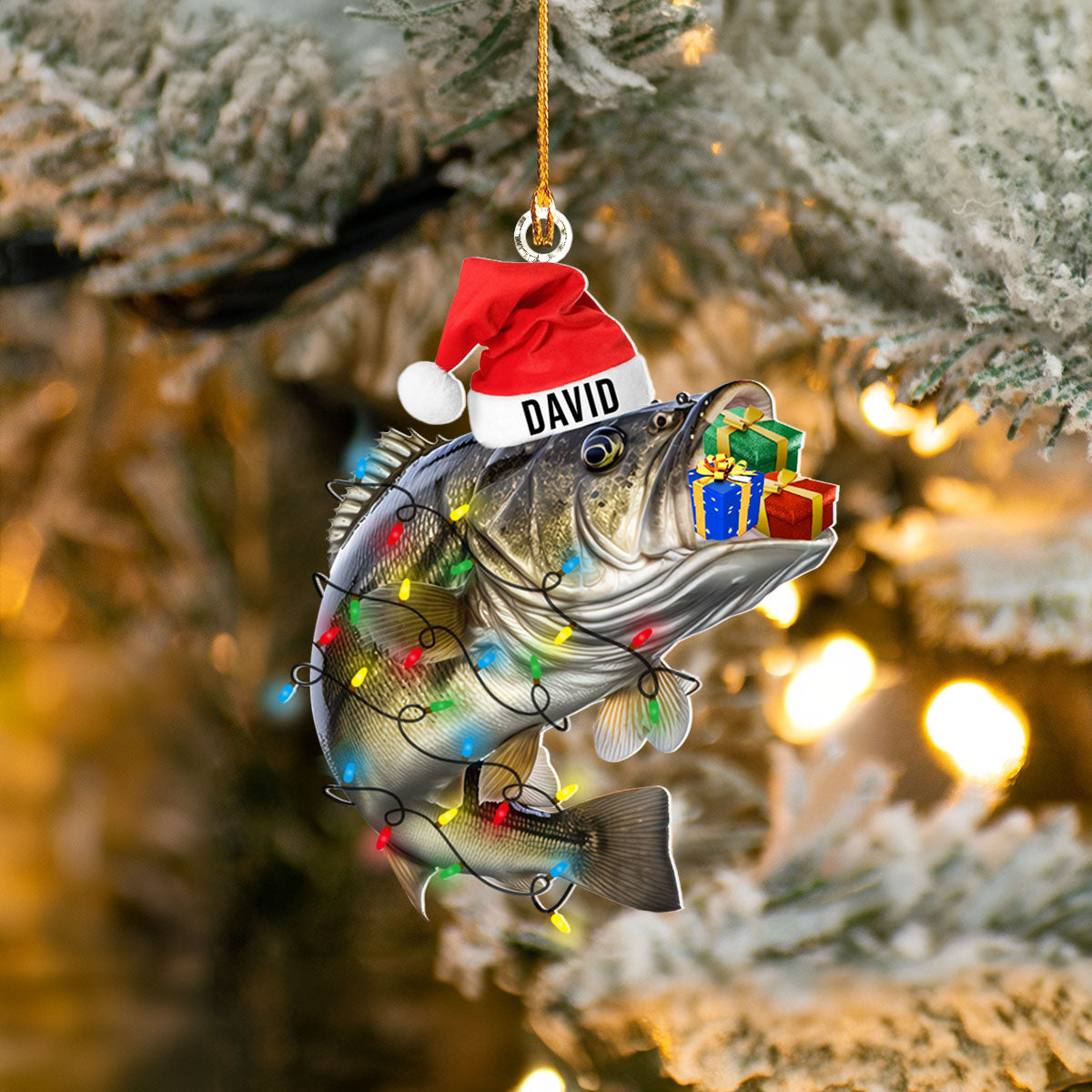 Shineful Personalized 2D Acrylic Ornament Bass Fish Christmas