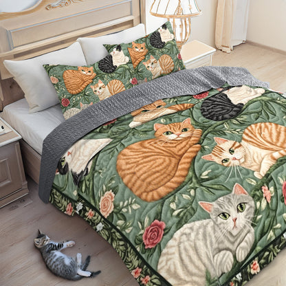 Shineful All Season Quilt 3-Piece Set - Cozy Cat