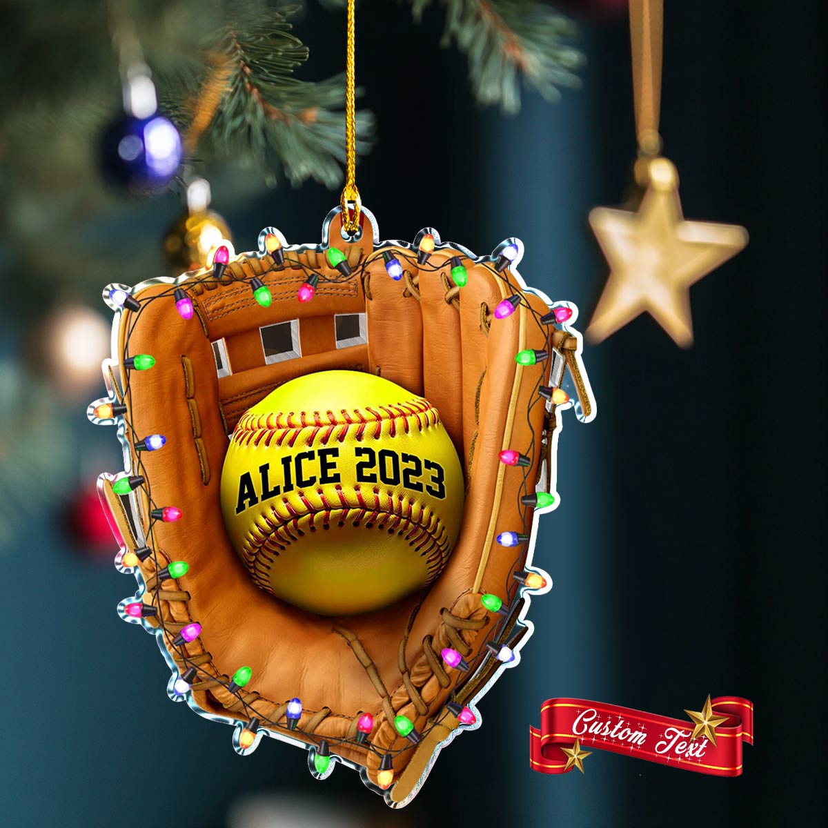 Shiny 2D Acryl Ornament personalisierte Softball Urlaub 