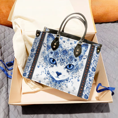 Shineful Leather Bag Blue Beauty Cat