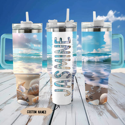 Shineful Tumbler Personalized Love Beach