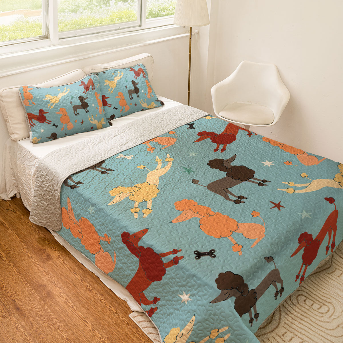 Shineful All Season Quilt 3-Piece Set Playful Poodle