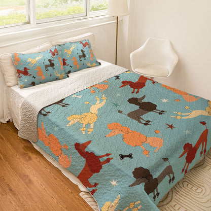 Shineful All Season Quilt 3-Piece Set Playful Poodle