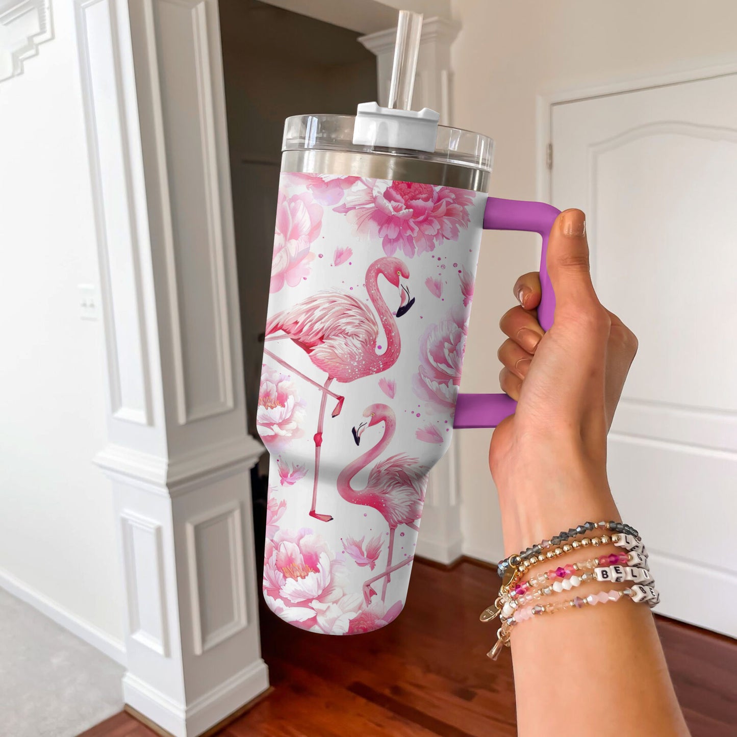 Shiny Tumbler Blossom Pfingstrose Flamingo