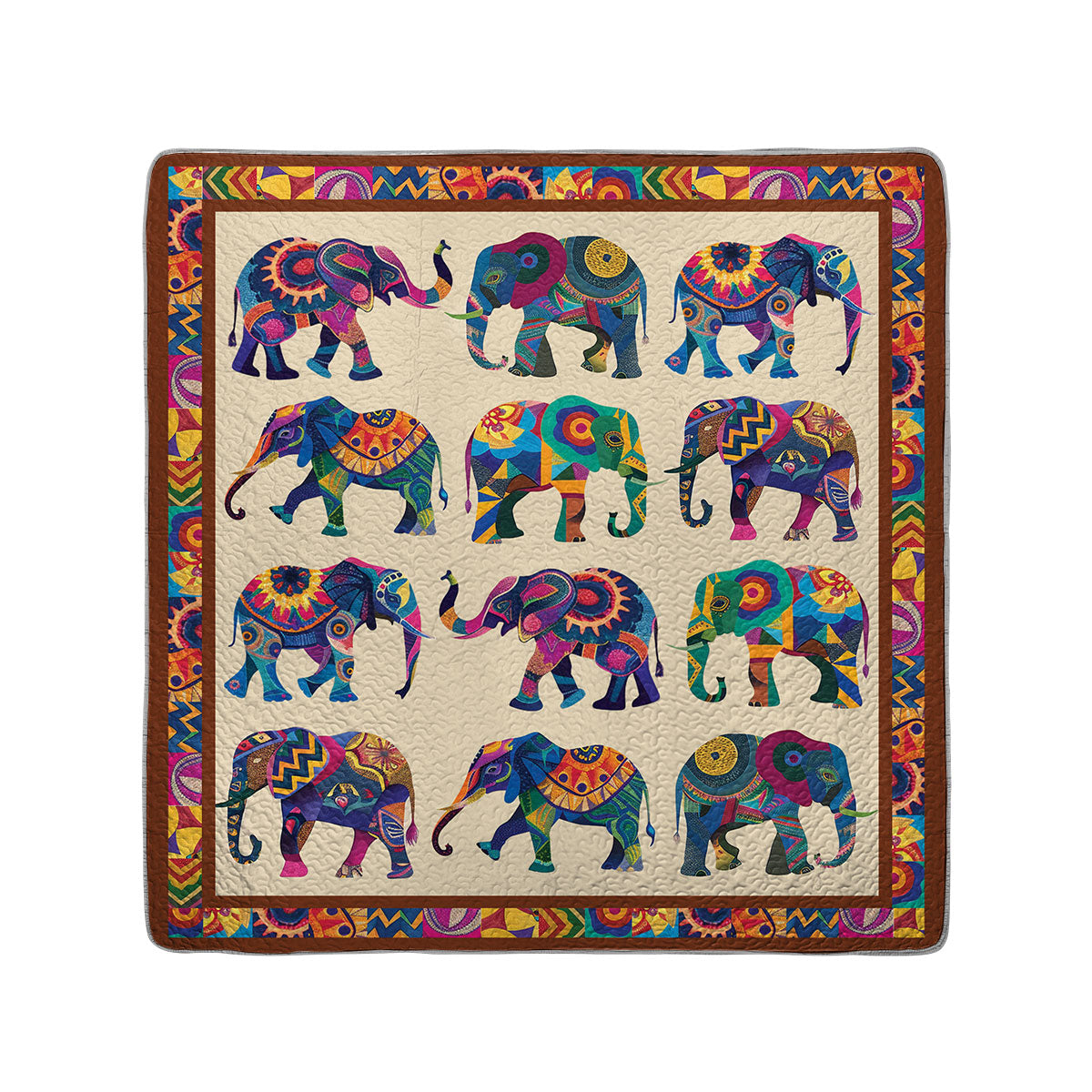 Shineful All Season Quilt 3-Piece Set Colorful Elephant