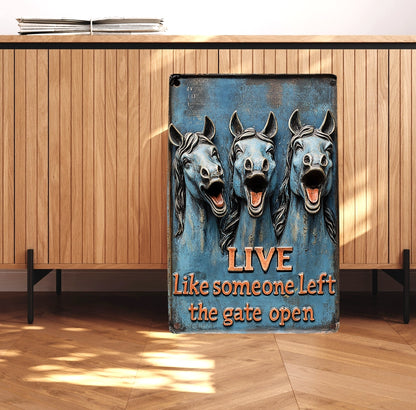 Shineful 2D Metal Sign Live Free Horses