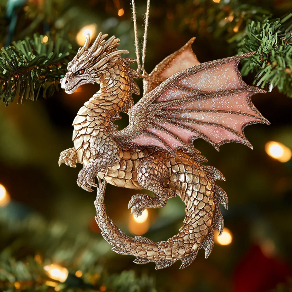 Shineful 2D Acrylic Ornament Golden Ember Dragon