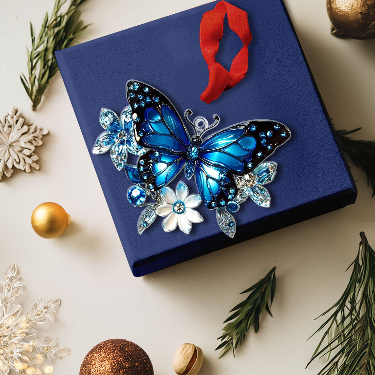 Shineful 2D Acrylic Ornament Blue Crystal Butterfly