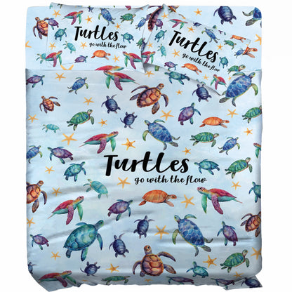 Shineful 4-Piece Bed Sheet Set - Sea Turtle Go With The Flow