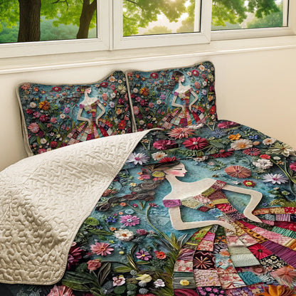 Shineful All Season Quilt 3-Piece Set Floral Fantasy