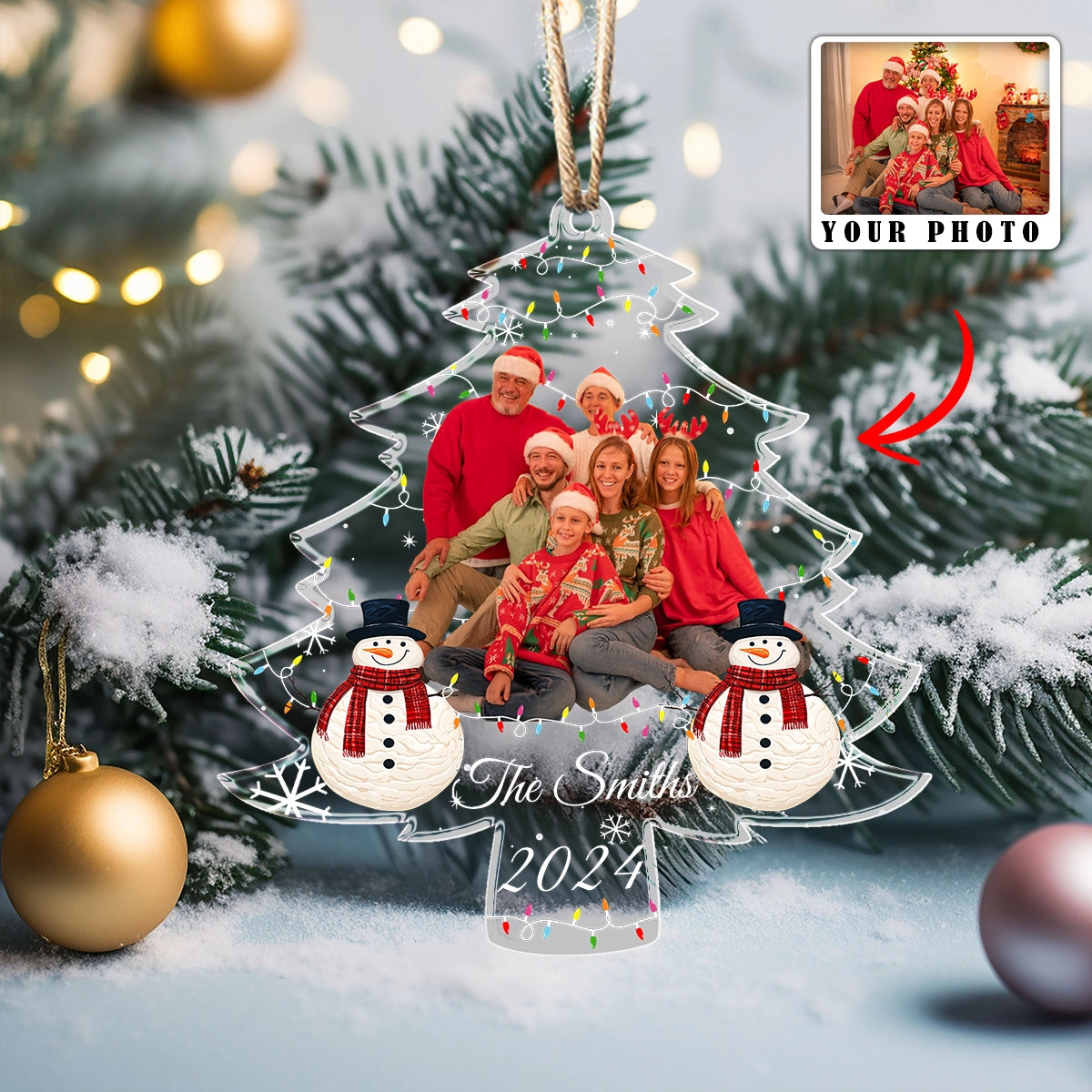 Shineful Acrylic Ornament Custom Photo Pack Snowy Family Tree